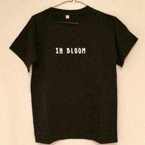 In Bloom Black Workout Shirt, Black Top with White